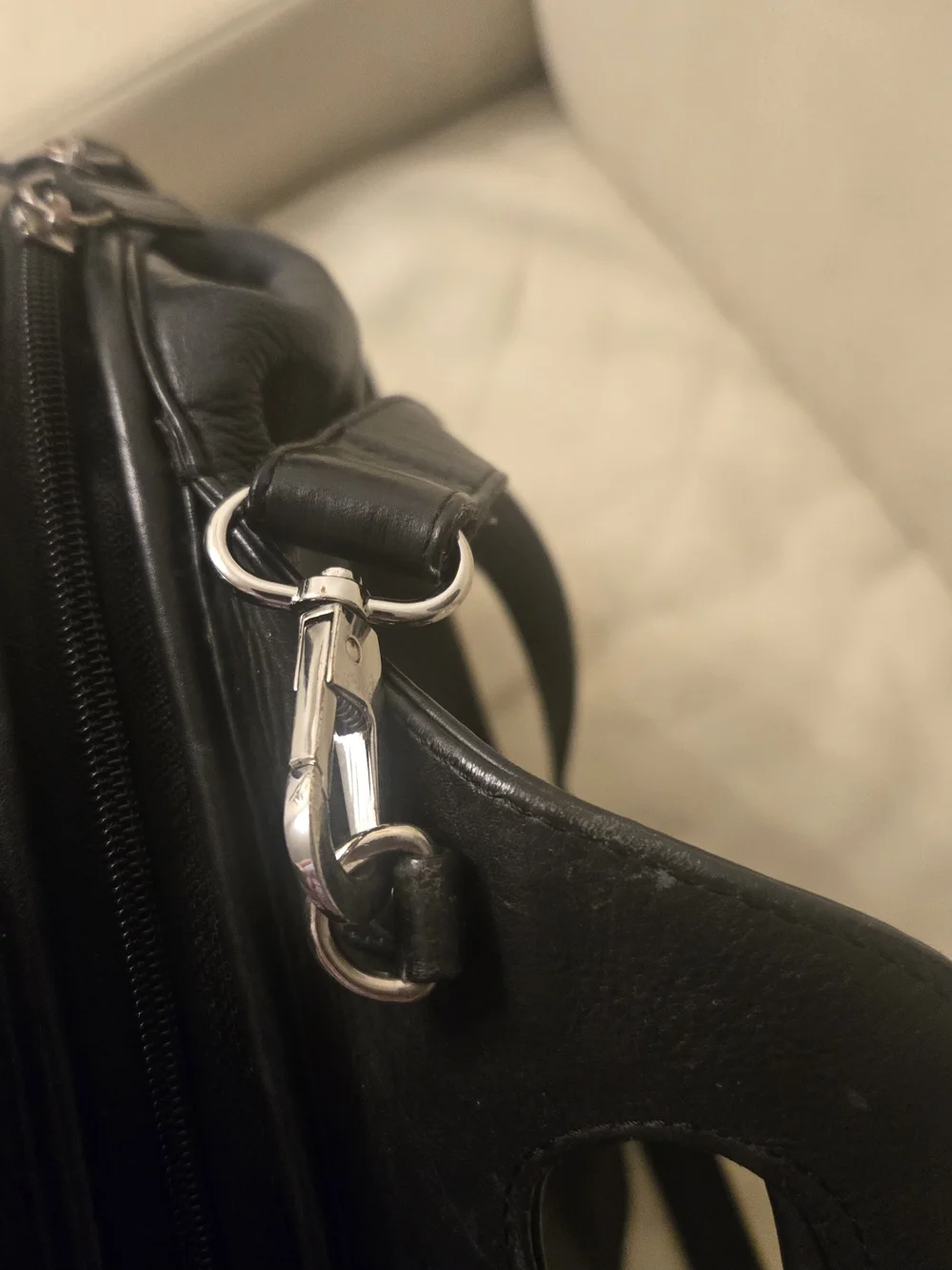 Structured Black Leather Tote with Cutout Handle